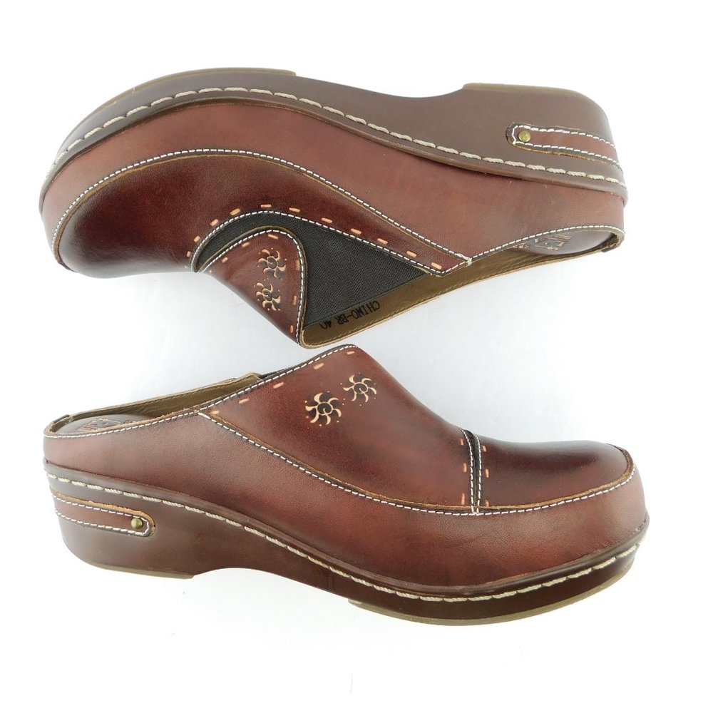 Unworn SPRING STEP L'Artiste Brown Leather Mules 40 - Picture 4 of 10